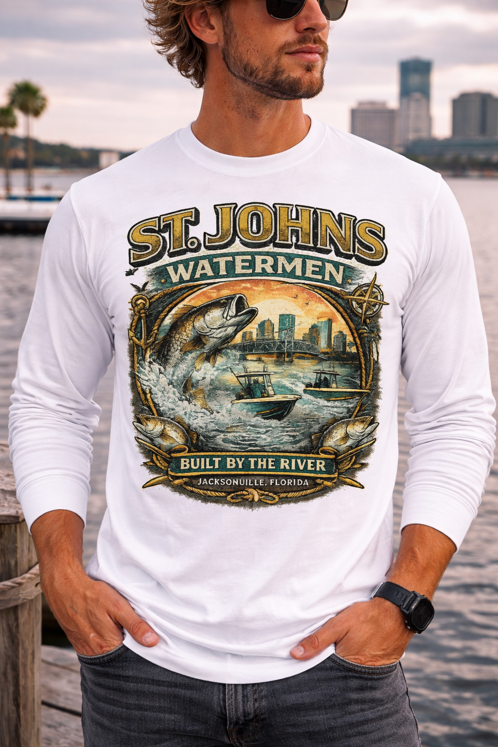 St. Johns Watermen Long Sleeve T-Shirt – Built by the River, Defined by the 904