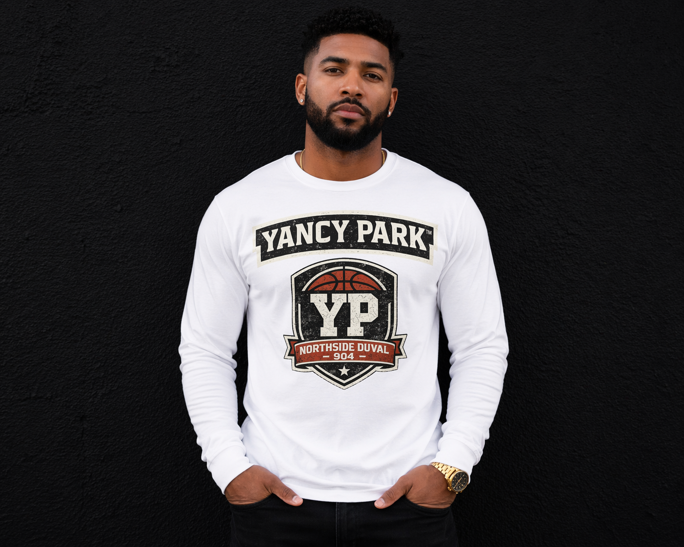 Yancy Park™ Northside Duval 904 Long Sleeve Tee – Black & White Collection