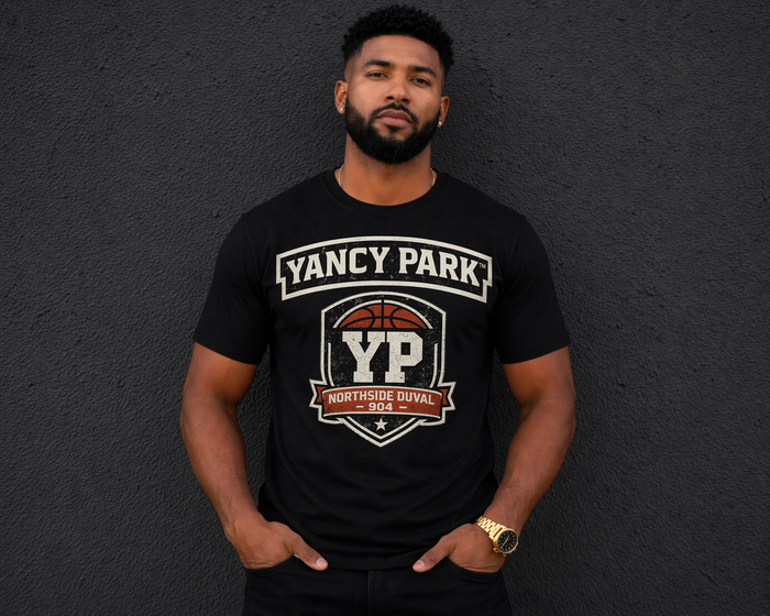 Northside Duval 904 Yancy Park cotton graphic tee with distressed Jacksonville print in black or white unisex fit