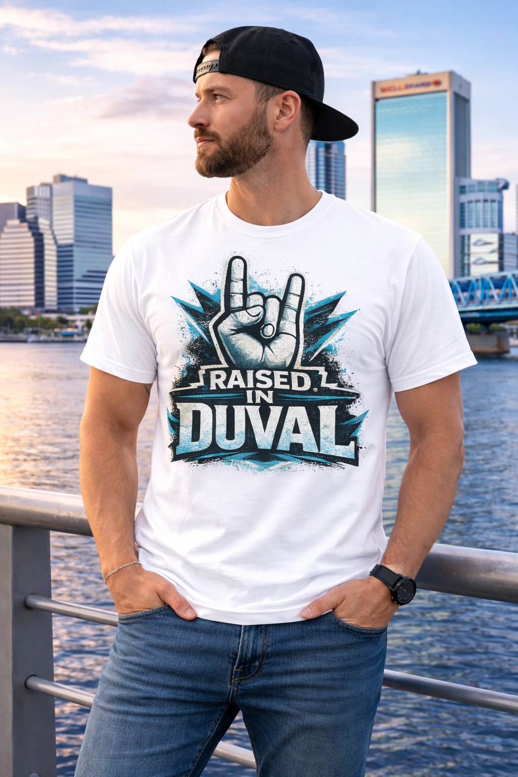 Raised In Duval Hand Sign Short Sleeve Shirt | Jacksonville Shirt | Duval County Apparel