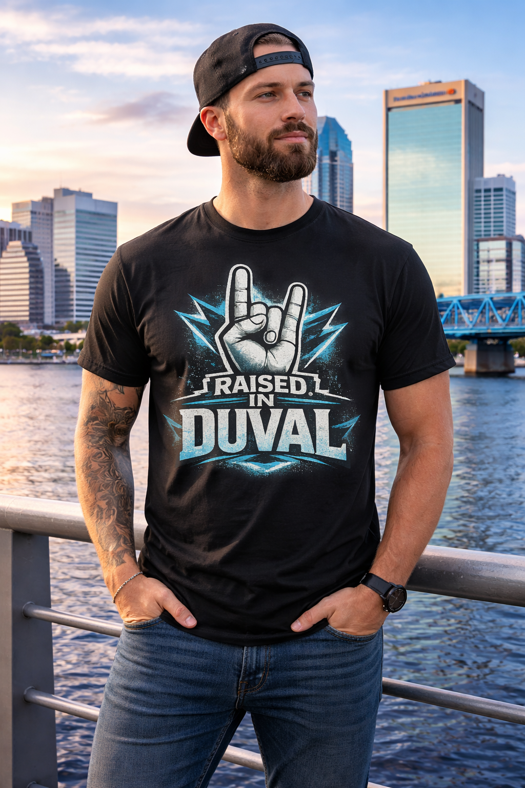 Raised In Duval Hand Sign Short Sleeve Shirt | Jacksonville Shirt | Duval County Apparel