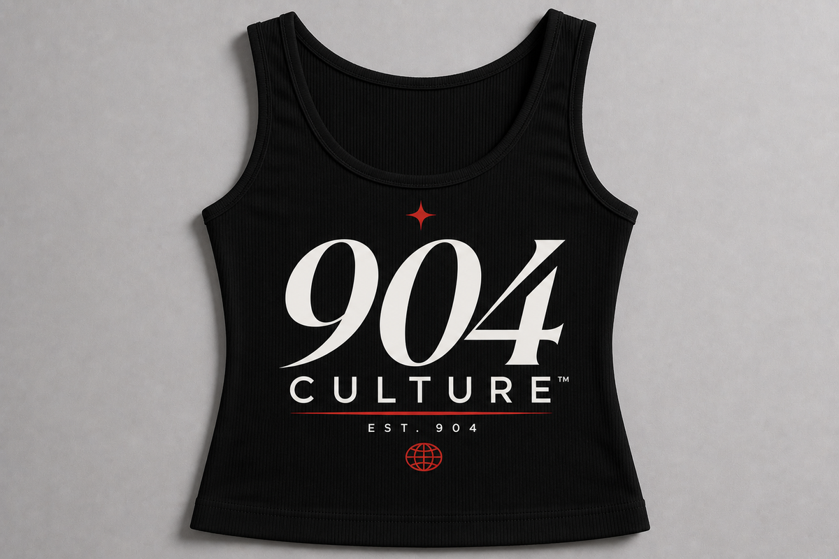 904 Culture Women’s Signature Ribless Tank Top with ribbed stretch fabric, sleeveless cut, and minimalist front graphic