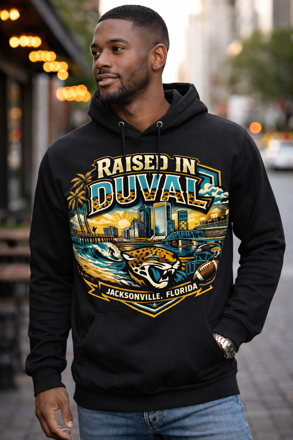 White Heavy Duty Raised In Duval Hoodie