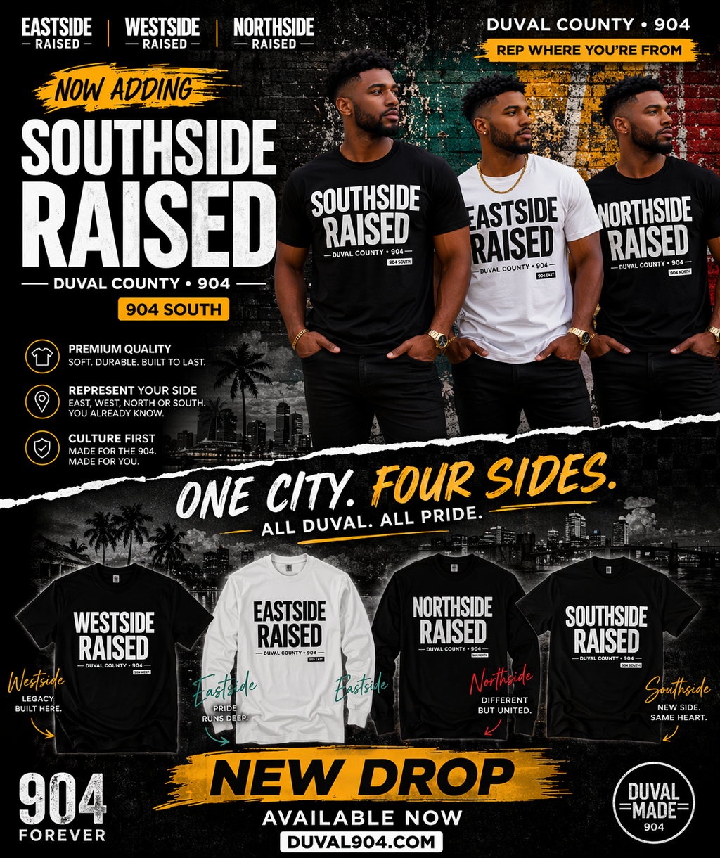Southside Raised Short Sleeve Tee – Duval County 904 Edition