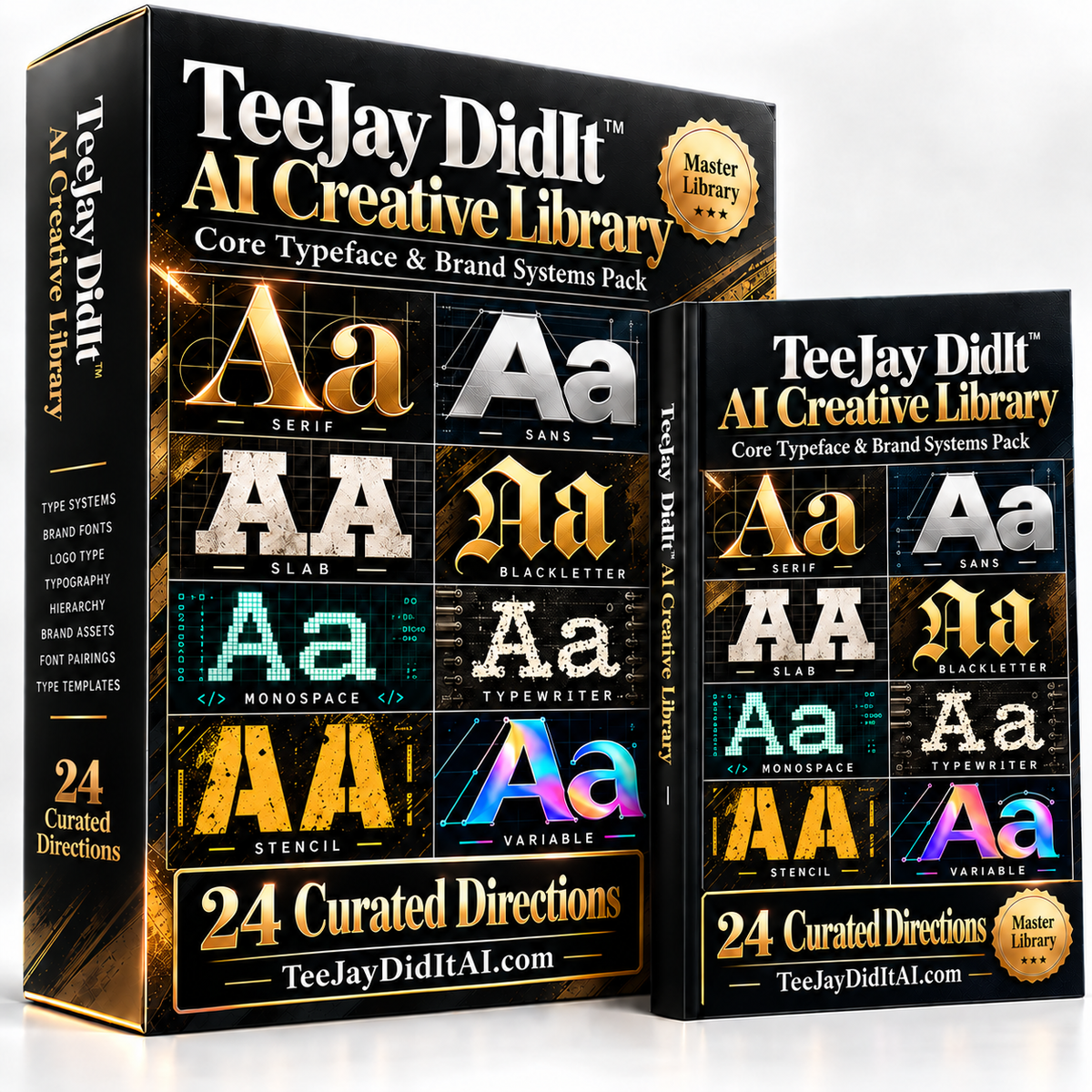 Core Typeface & Brand Systems Pack — TeeJay DidIt™ AI Creative Library — TeeJayDidItAI.com